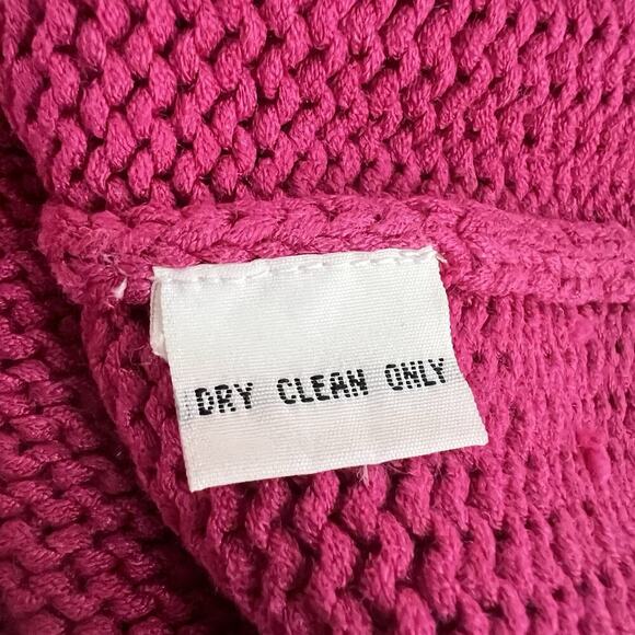 SAKS FIFTH AVENUE Chunky Knit Scoop Neck Sweater Women’s XL 100% Silk Pink - Picture 9 of 13